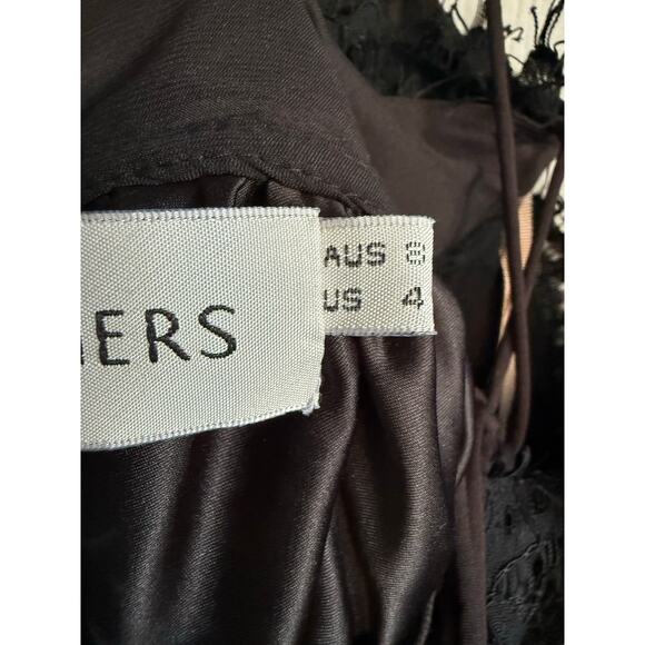Fame and Partners Dark Romance Black Lace Midi Dress Strappy Semi Sheer size 4 - Picture 6 of 8